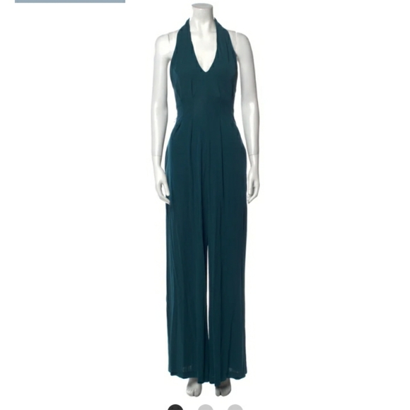 Halston Heritage Pants - Holston heritage teal green backless jumpsuit size small new with tags